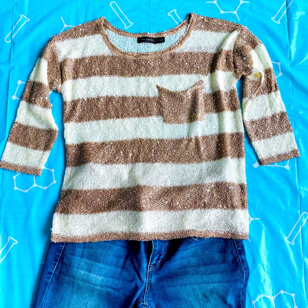 Sparkly knit 3/4 length sleeve shirt from The Limited size S